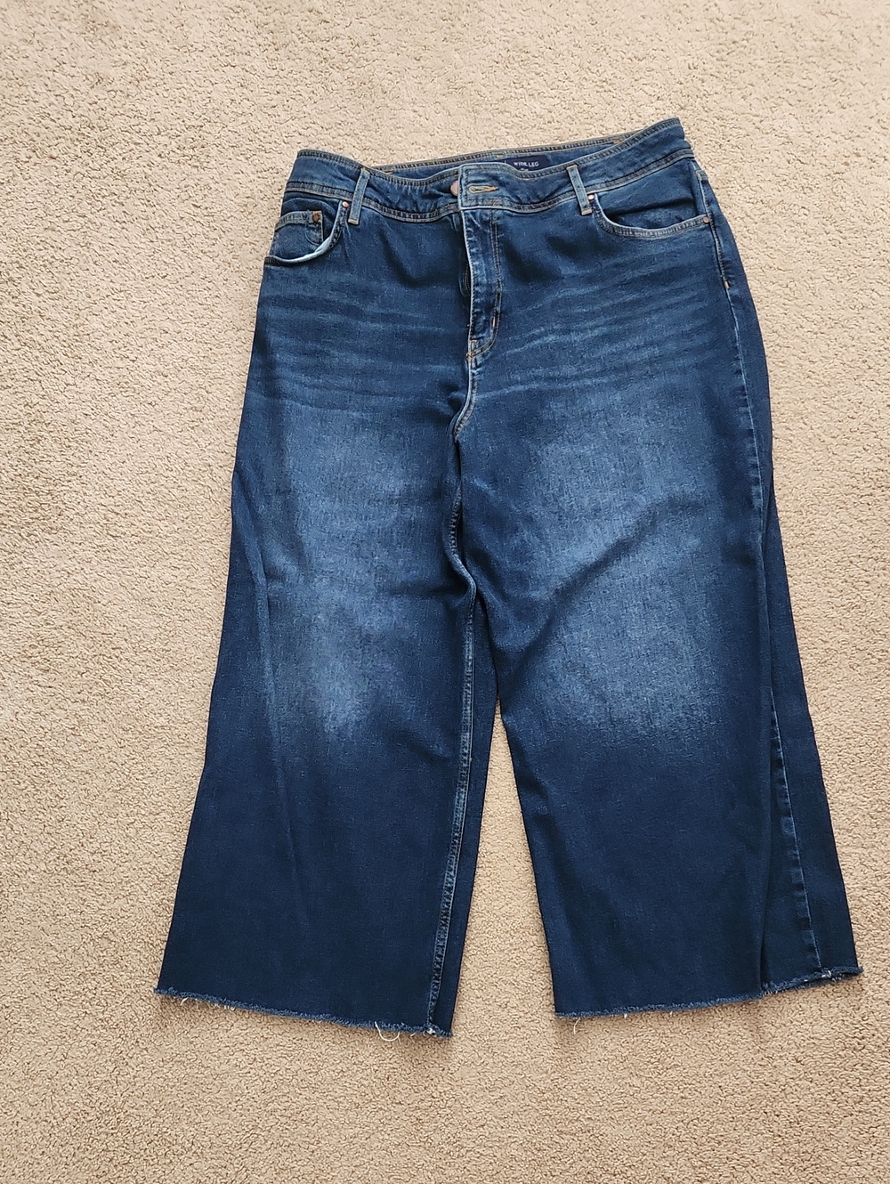Boden Dark Blue Cropped Wide-Leg Jeans